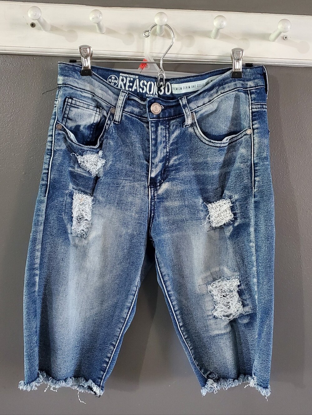 REASON Distressed Jean Shorts 30
